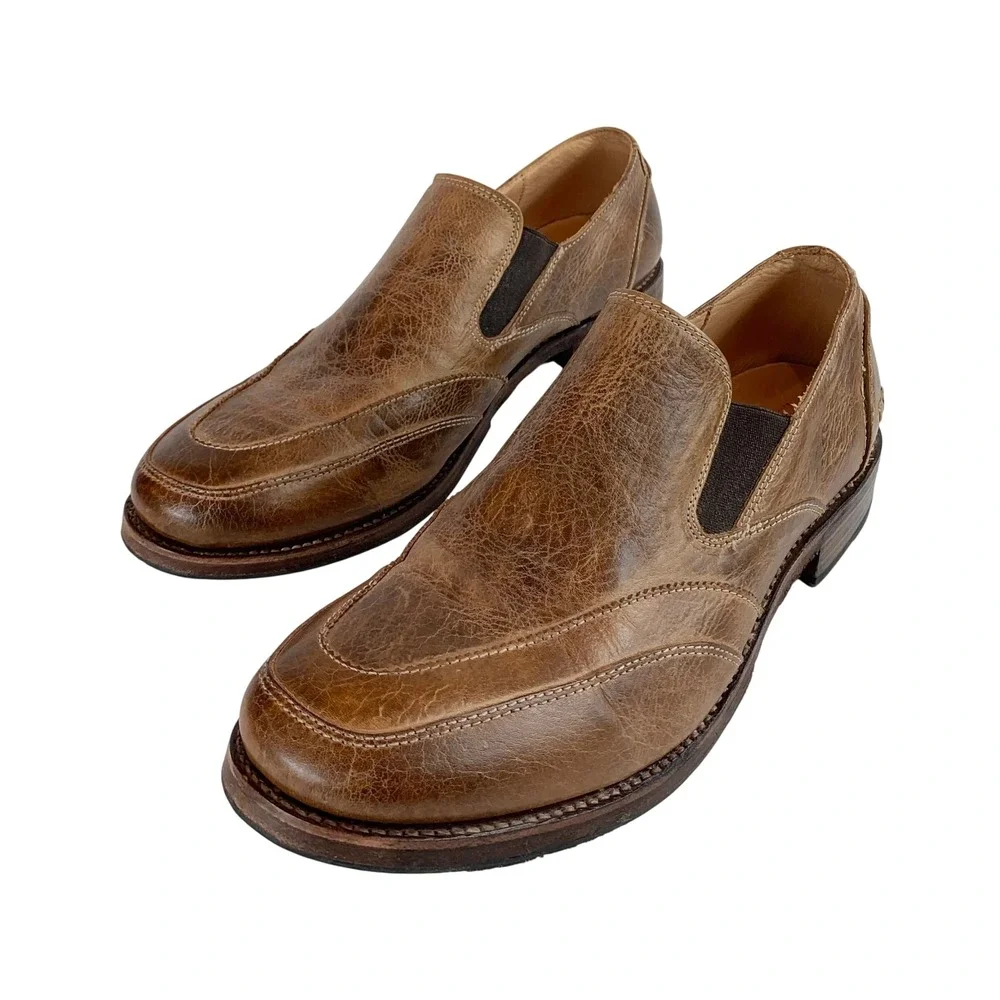 Bed Stu Cobbler Mens Brown Distressed Leather Slip On Loafers Size‎ 11 USA